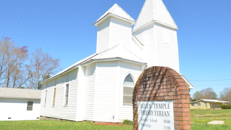 Exterior of Allen Temple Presbyterian Church in Cleveland, North Carolina