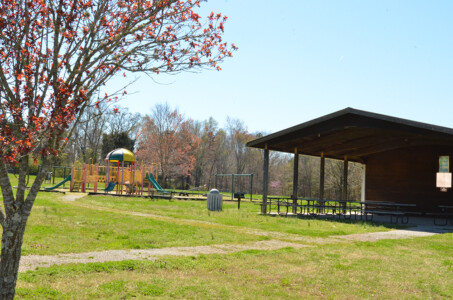 Park shelter and playground in Cleveland, North Carolina