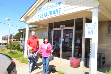Couple in front of the West Rowan Restaurant in Cleveland, North Carolina